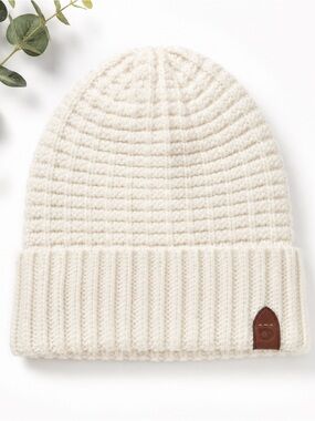Coach White Ribbed Knit Beanie Hat | Cozy Winter Cap | One Size
